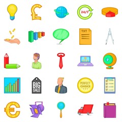 Social relationship icons set, cartoon style