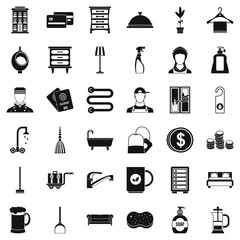 Inn service icons set, simple style