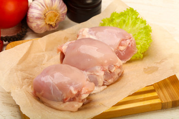 Boneless raw chicken thighs