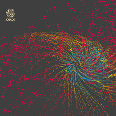 Abstract science or technology background. Array with dynamic particles. Vector illustration.