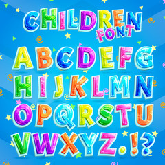 Children Font Illustration with Blue Background
