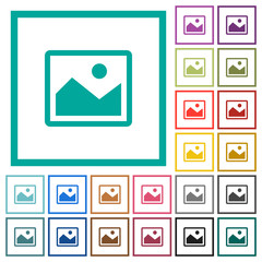 Single picture flat color icons with quadrant frames