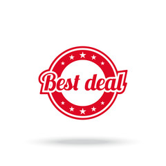 Best deal label. Red color, isolated on white. Vector illustration.
