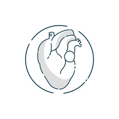Vector illustration flat line art design concept. Fitness. Sport. Logo. Bodybuilding. Heart. Cardio.