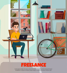 Freelancer During Work Illustration
