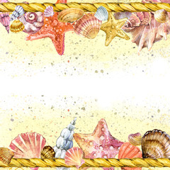 Obraz premium hand-drawn watercolor illustration of tropical underwater world