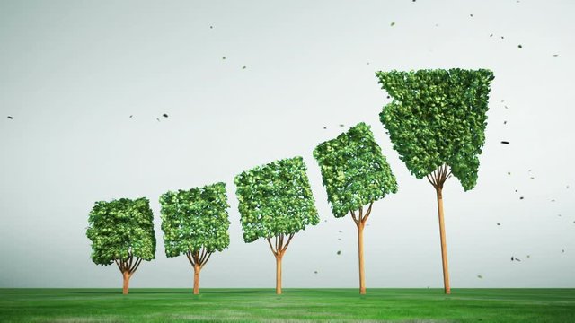 Green tree changed growth arrow. growth stock market. 2.