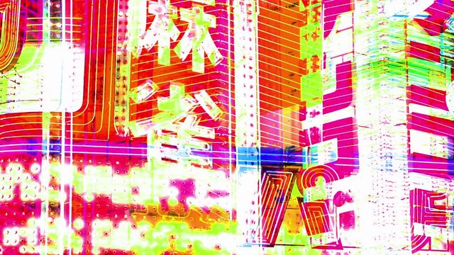 cool tokyo neon sign and lighting at night. this has been post processed and made into a great abstract colourful background