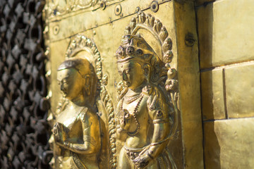 Fototapeta na wymiar Swayambhunath stupa Eye Buddha Kathmandu