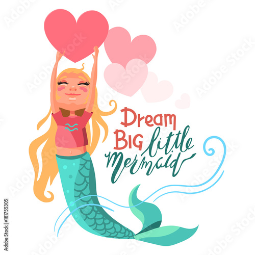 Download "Cute, cartoon, adorable girl mermaid keeping the bright ...