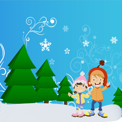 Obraz na płótnie Canvas Happy Winter cute Kids