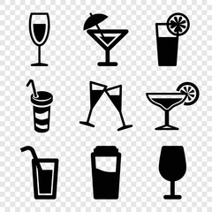 Set of 9 martini filled icons