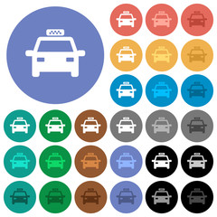Taxi car round flat multi colored icons