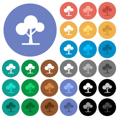 Leafy tree round flat multi colored icons