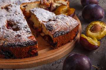 Pie with plums