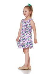 The little girl is full-length.