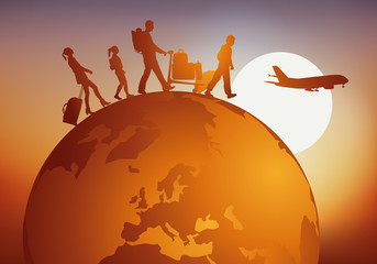 voyage - voyager - globe - famille - tourisme - touriste - voyageur - avion - aéroport - vacances