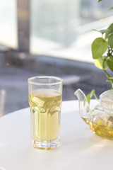 Green tea on the table.