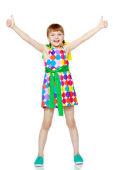 Little girl gesticulating.