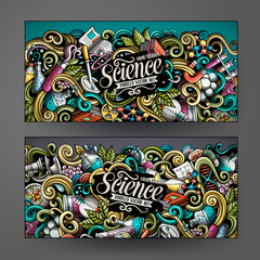 Cartoon doodles science 2 vertical banners