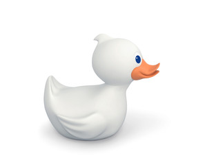 White rubber duck with clipping path