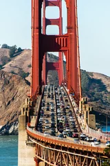 Fotobehang Auto Verkehr auf der Golden Gate Bridge in San Francisco © dietwalther