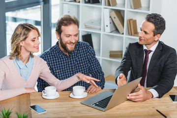 lawyer having meeting with clients