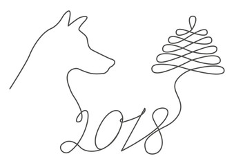 Abstract New Year symbol executed by one line