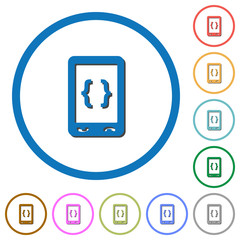 Mobile software development icons with shadows and outlines