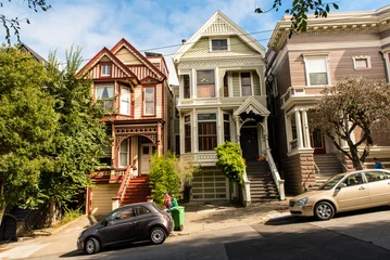 Foto op Canvas Viktorianische Häuser in San Francisco © dietwalther