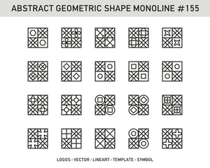 Set of geometric shapes. Trendy pattern seamless background and logotypes.