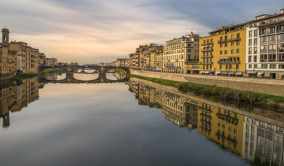 Water reflections in river Arno, Florence, Italy