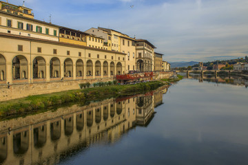 water reflections in river Arno, Florence, Italy