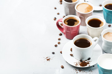 Different coffee mugs and cups for breakfast