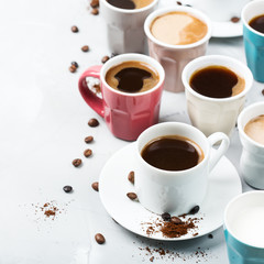 Different coffee mugs and cups for breakfast