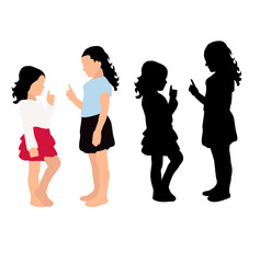 Obraz premium silhouette little girl friendship, play, isolated