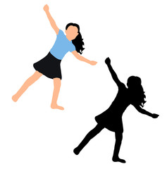 silhouette of a little girl dancing, isolated