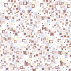 Geometric seamless pattern. The squares of different sizes and colors, arranged on white background. Useful as design element for texture and artistic compositions.