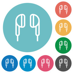 Earphone flat round icons
