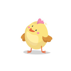 Cartoon boy new born chick. Easter, spring and new born baby vector illustration.