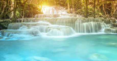 Huay Mae Kamin Waterfall in Kanchanaburi province,Thailand