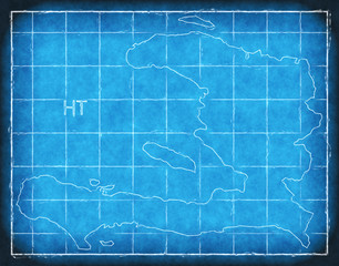 Haiti map blue print artwork illustration silhouette