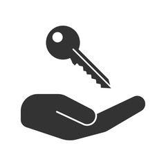 Open hand with key glyph icon
