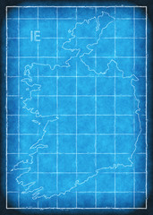 Ireland map blue print artwork illustration silhouette