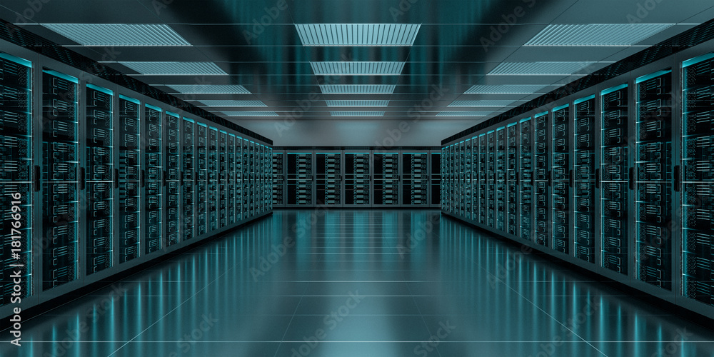 Aufkleber server room data center interior 3d rendering