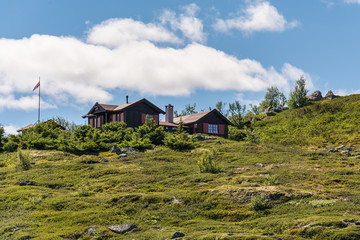 Fototapeta na wymiar Interesting Norwegian mountain houses