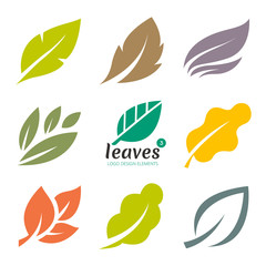 Leaves logo. Nature vector design element for leaf icons. Eco symbol for beauty care organic and nature product. 