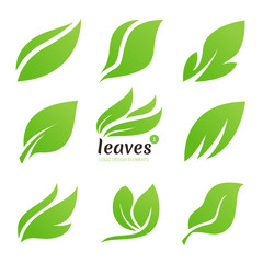 Leaves logo. Nature vector design element for leaf icons. Eco symbol for beauty care organic and nature product. 