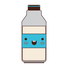 kawaii milk bottle in colorful silhouette