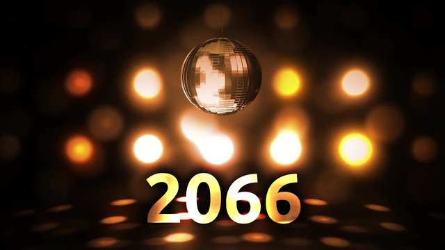2066 New Years Eve Celebration background spinning Disco Ball Nightclub